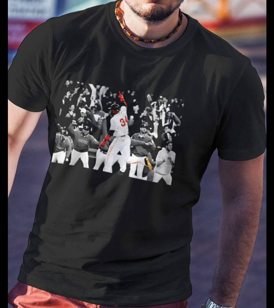 David Ortiz 34 Boston Red Sox Baseball Celebration Moments T-Shirt