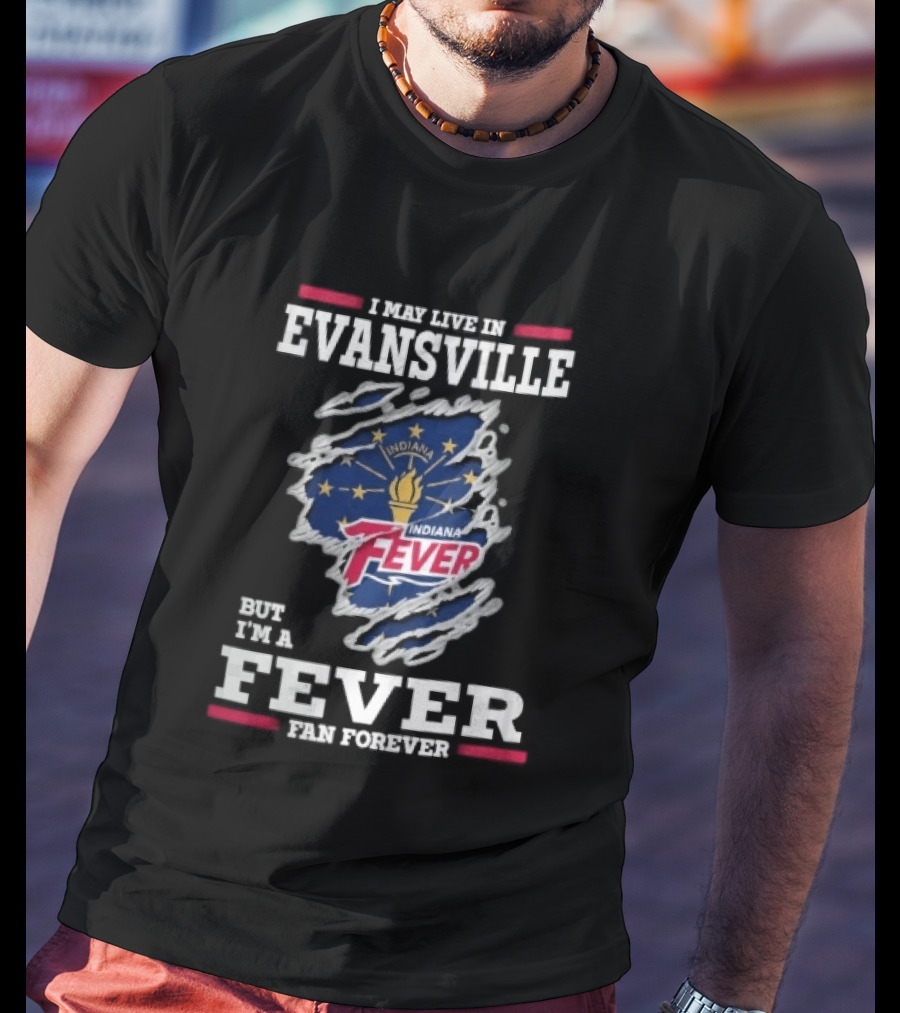 Indiana Fever WNBA Forever Ripped Fabric State Flag Evansville T-Shirt