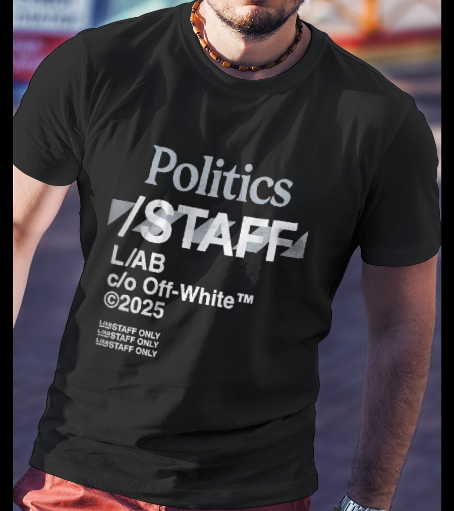 Politics Staff L Ab C O Off White 2025 Diagonal Stripes Only T-Shirt