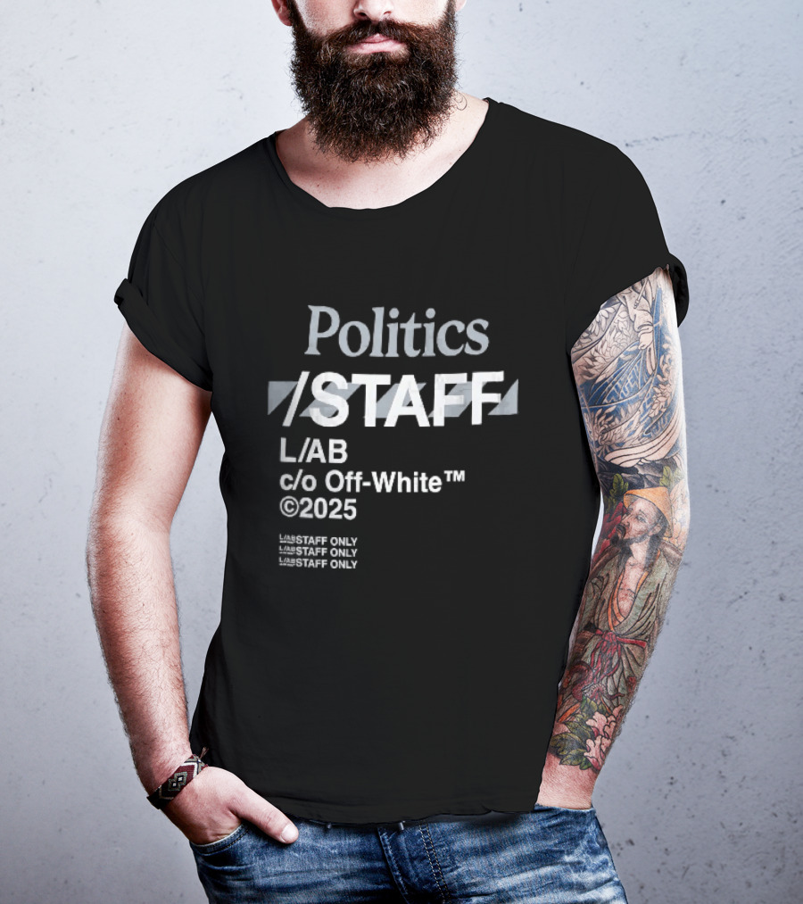 Politics Staff L Ab C O Off White 2025 Diagonal Stripes Only T-Shirt