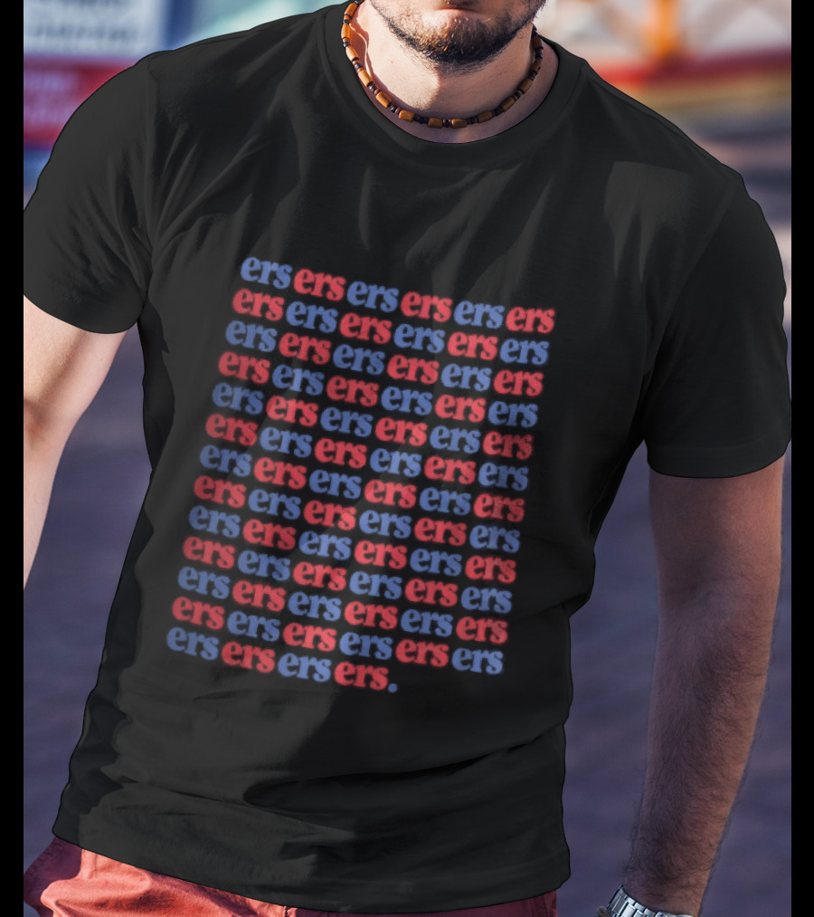 Ers Red Blue Repeating Font Grid T-Shirt