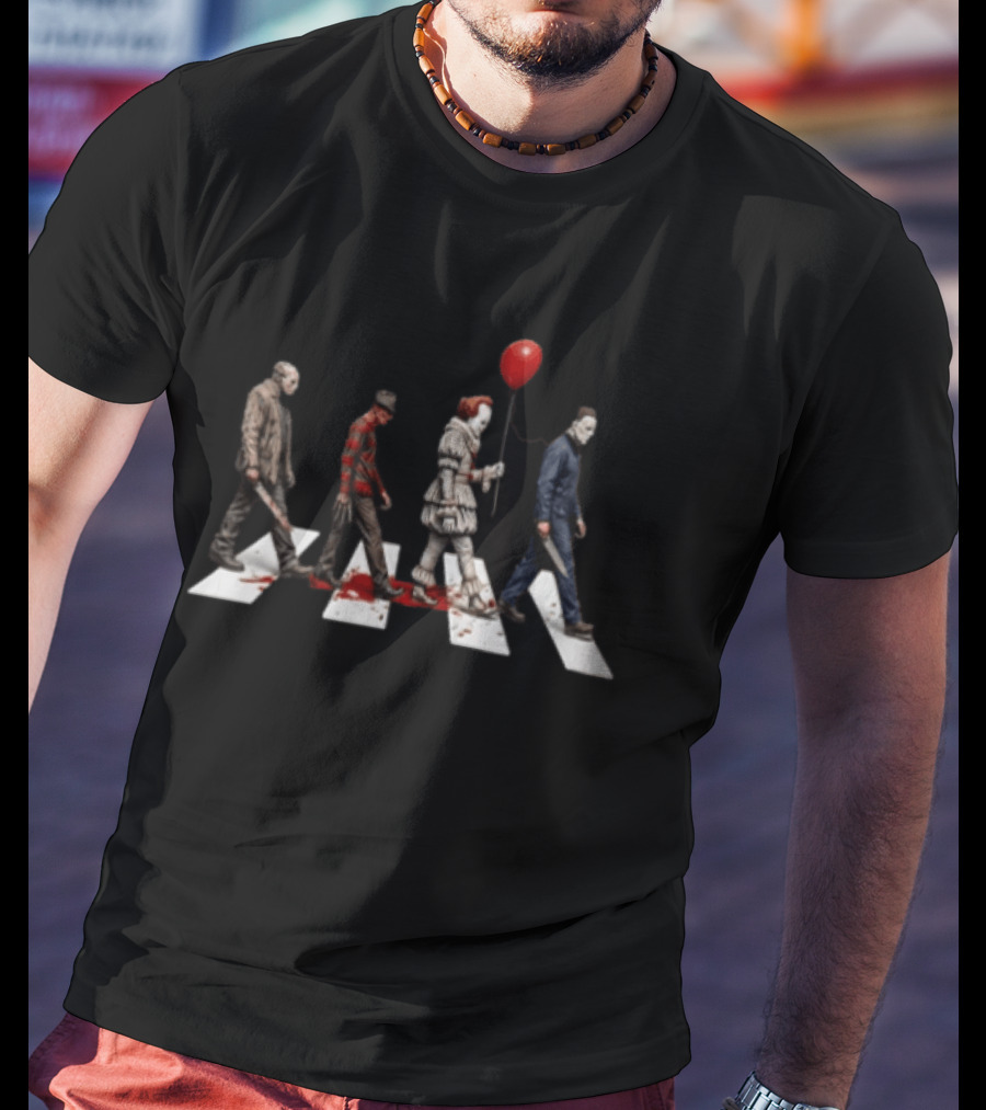 Abbey Road Horror Walk Jason Freddy Pennywise Michael Myers T-Shirt
