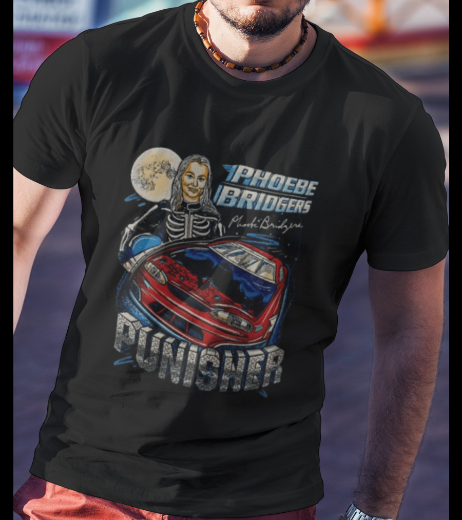Phoebe Bridgers Punisher Skeleton Racer Art Car Moon T-Shirt