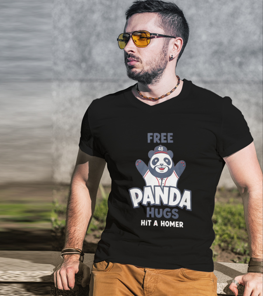 Free Panda Hugs Hit A Homer Baseball Number 48 T-Shirt