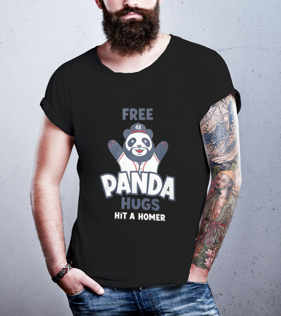 Free Panda Hugs Hit A Homer Baseball Number 48 T-Shirt