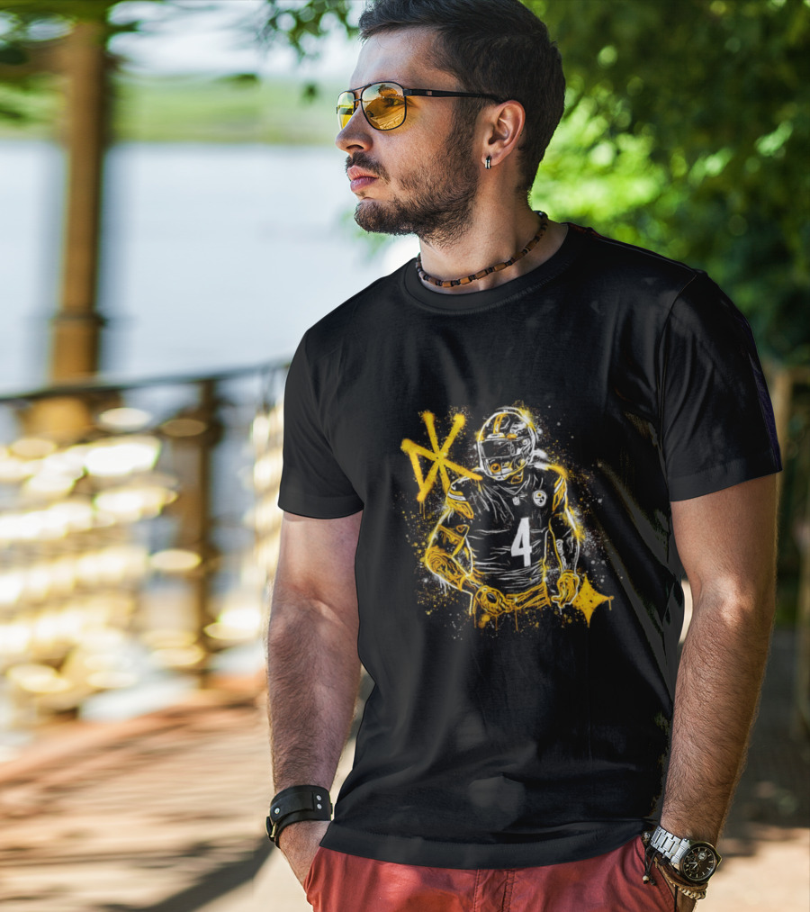 Pittsburgh Steelers Number 4 Player Graffiti T-Shirt