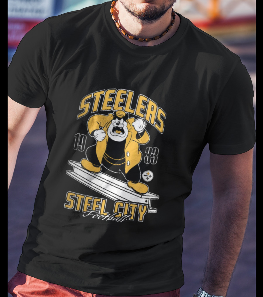 Pittsburgh Steelers 1933 Steel City Football Cartoon Beam T-Shirt