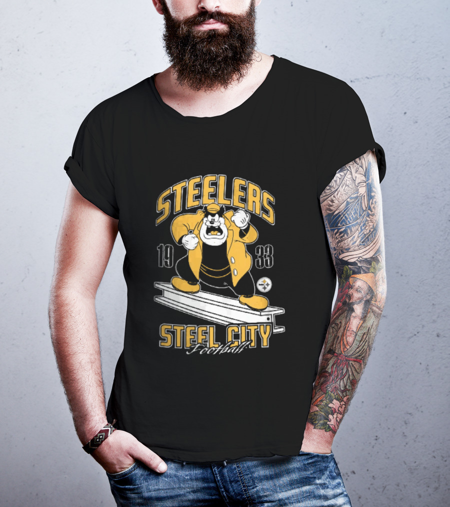 Pittsburgh Steelers 1933 Steel City Football Cartoon Beam T-Shirt