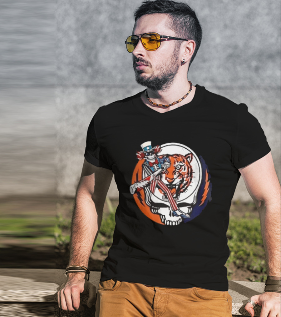 Grateful Dead Uncle Sam Skull And Tiger Steal Your Face T-Shirt