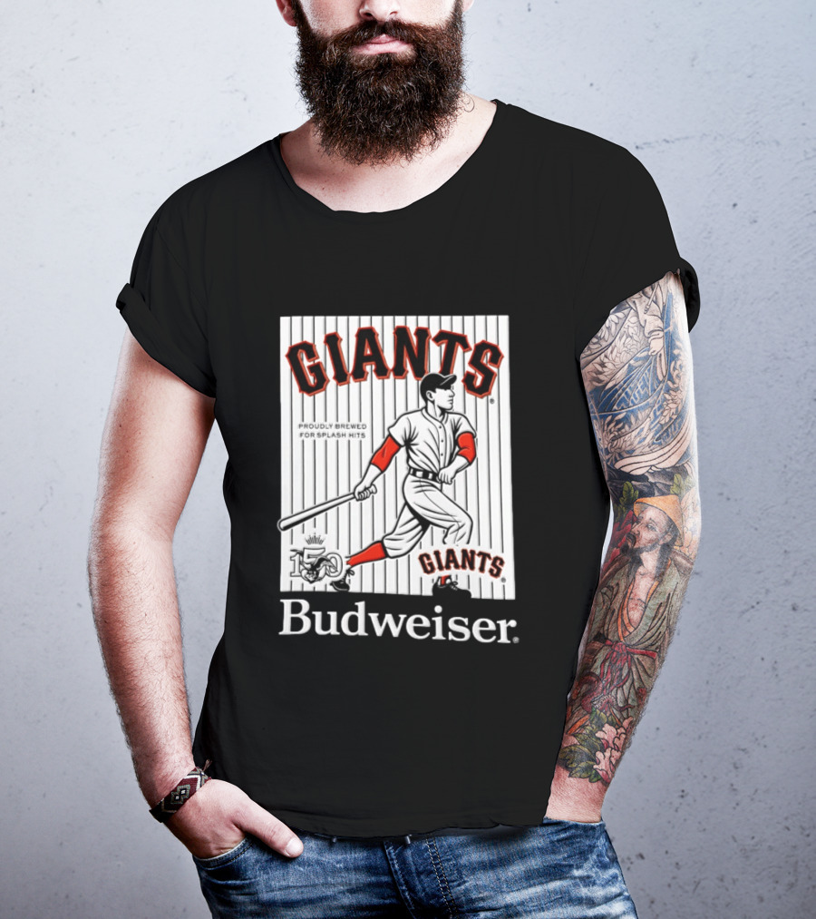 San Francisco Giants 150 Years Budweiser Splash Hits Baseball T-Shirt