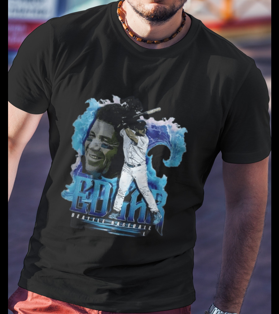 Edgar Seattle Baseball Batter Swinging Water Splash Bootleg T-Shirt