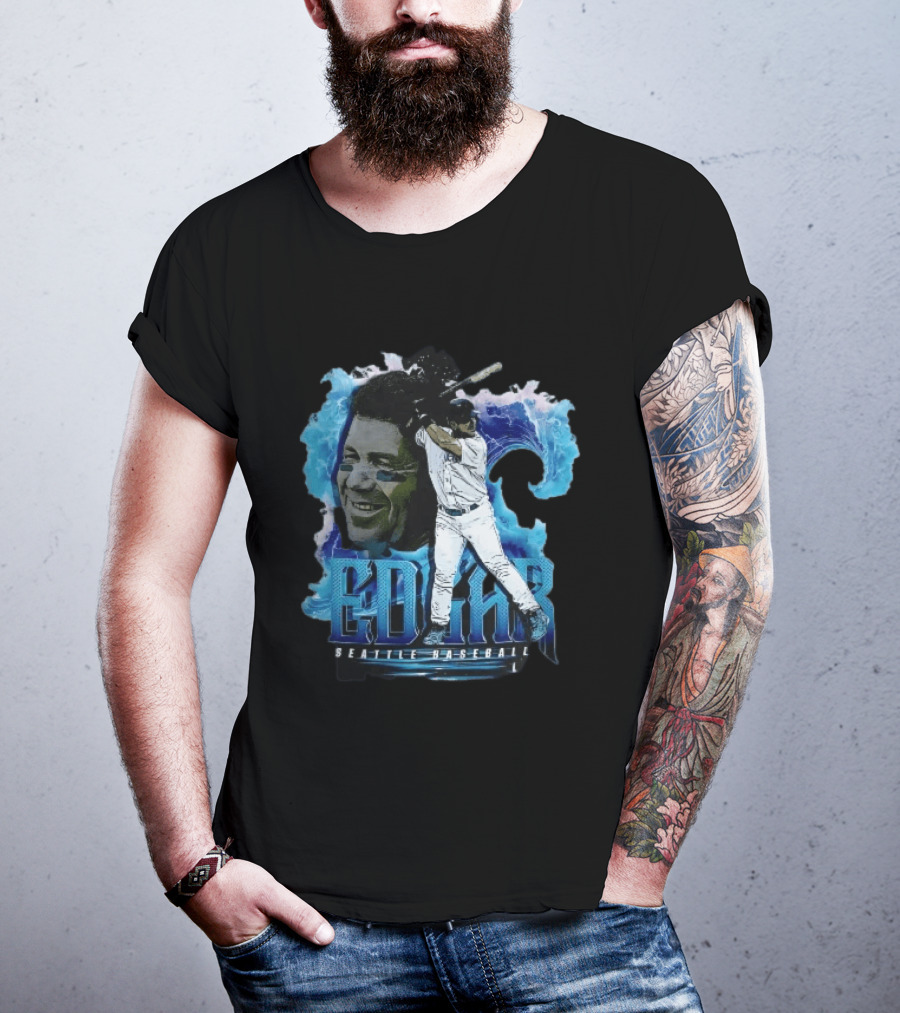 Edgar Seattle Baseball Batter Swinging Water Splash Bootleg T-Shirt