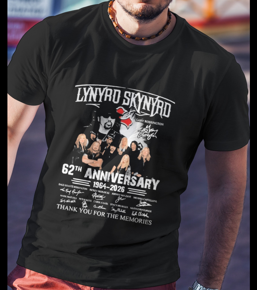 Lynyrd Skynyrd 62th Anniversary 1964 2026 Signatures Thank You For The Memories T-Shirt