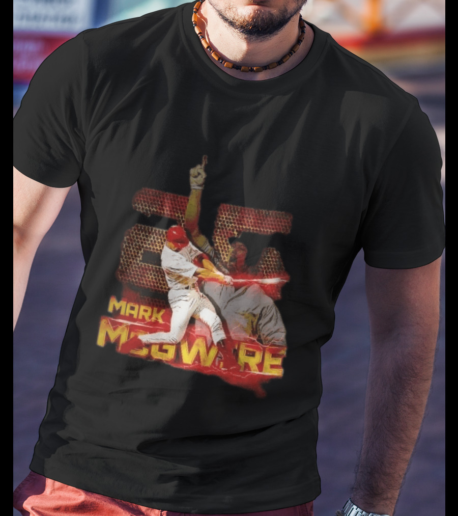 Mark McGwire Baseball Dynamic Red Lightning Swing T-Shirt
