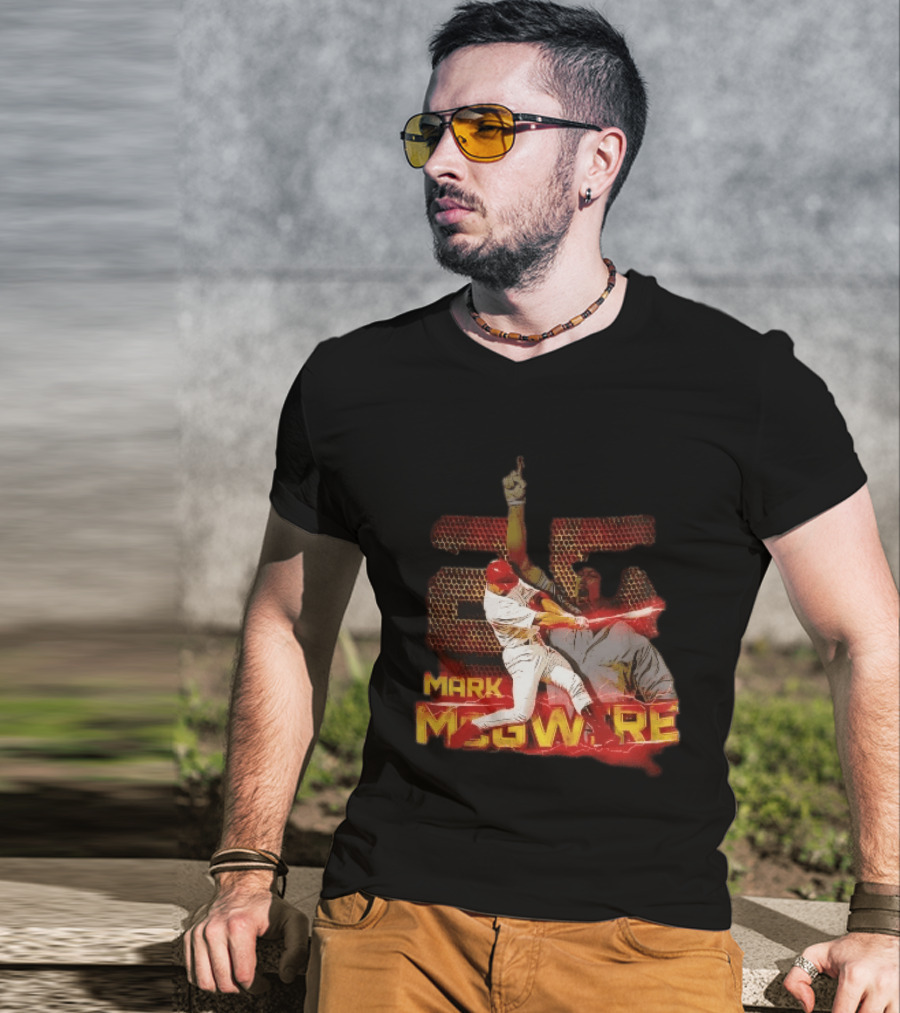 Mark McGwire Baseball Dynamic Red Lightning Swing T-Shirt
