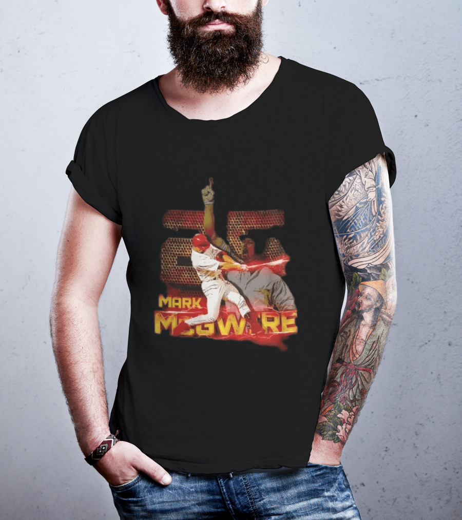 Mark McGwire Baseball Dynamic Red Lightning Swing T-Shirt