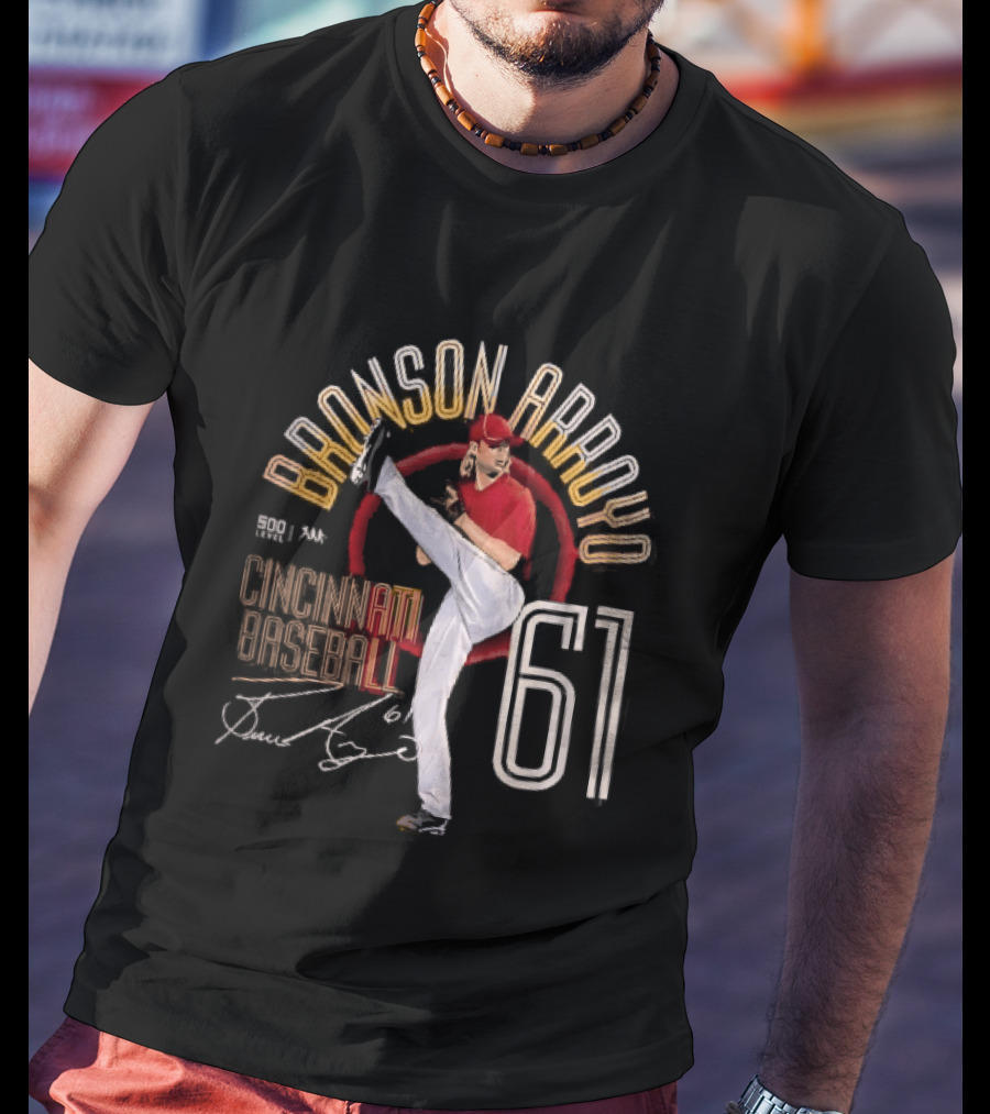 Cincinnati Baseball Bronson Arroyo 61 High Leg Kick T-Shirt