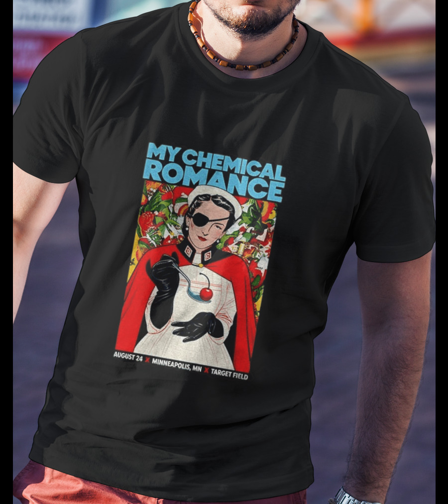My Chemical Romance Nurse Eye Patch Cherry August 24 Minneapolis Target Field T-Shirt