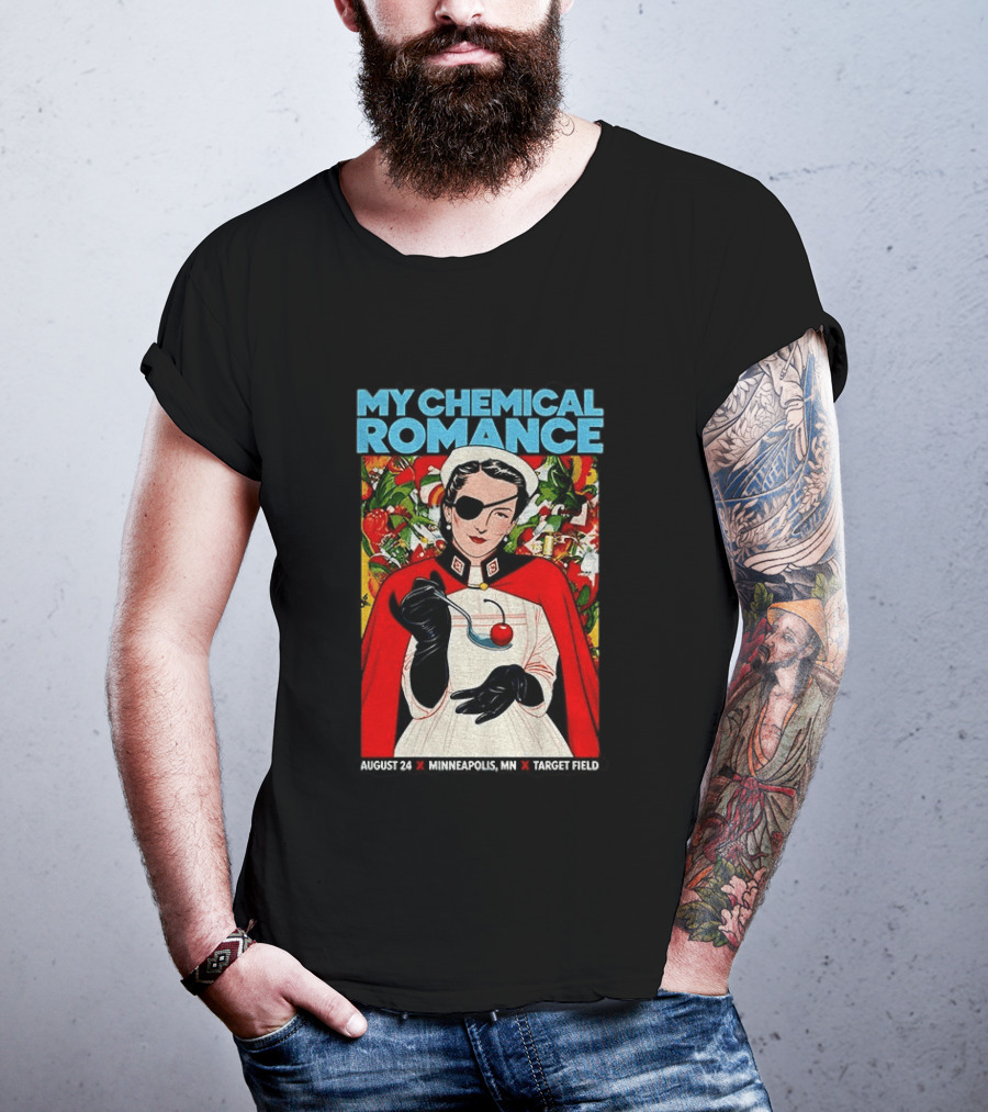 My Chemical Romance Nurse Eye Patch Cherry August 24 Minneapolis Target Field T-Shirt
