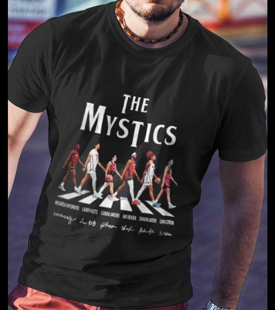 The Mystics WNBA Players Walking Crosswalk Michaela Onyenwere Lauren Betts Signatures T-Shirt