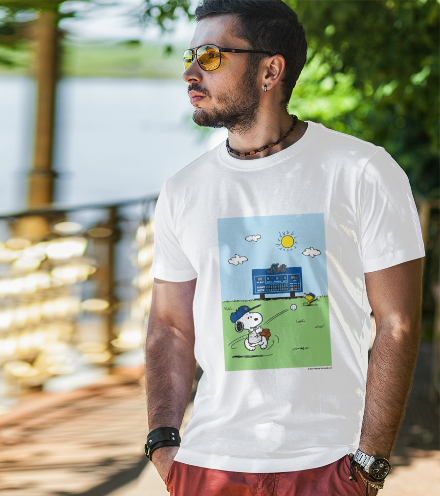 2026 Mets Snoopy Woodstock Baseball Game Scoreboard T-Shirt
