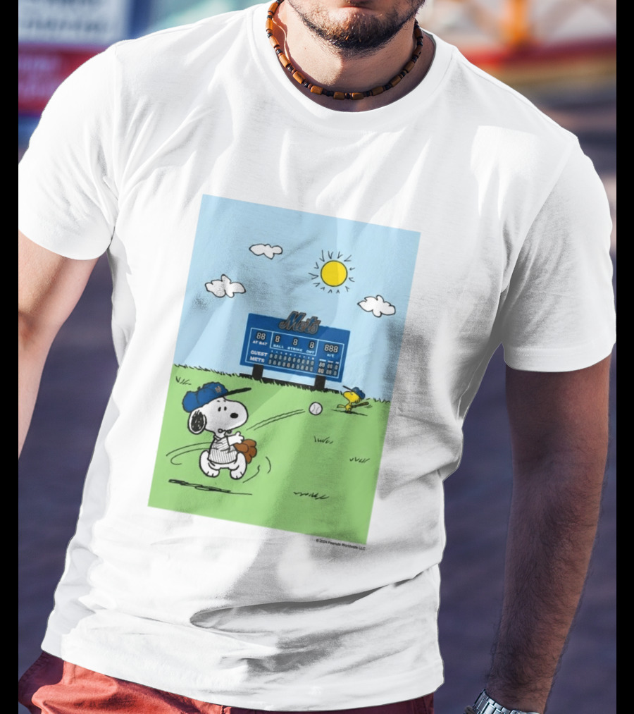 2026 Mets Snoopy Woodstock Baseball Game Scoreboard T-Shirt