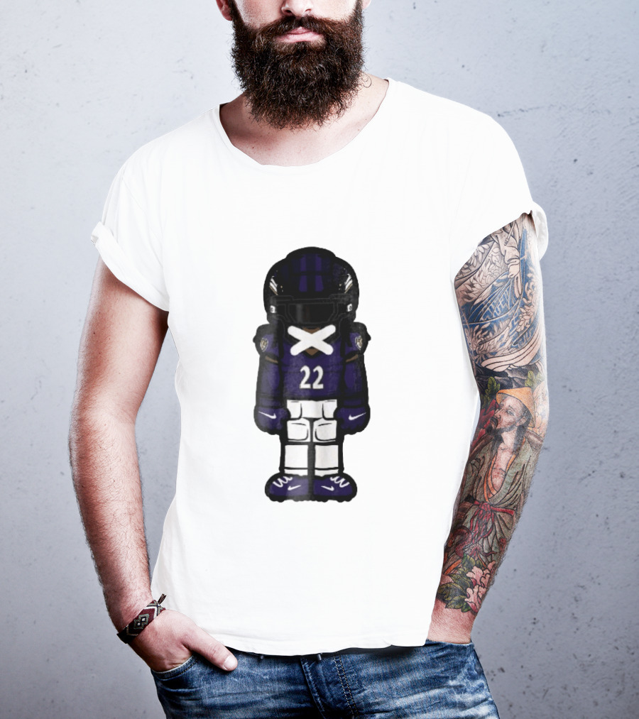 Baltimore Ravens Number 22 Cartoon Character Purple Uniform Football Player T-Shirt