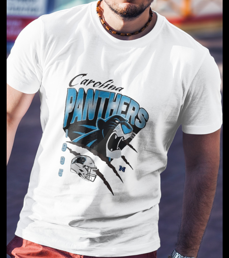 Carolina Panthers 1995 Roaring Head Claw Marks Football Helmet T-Shirt
