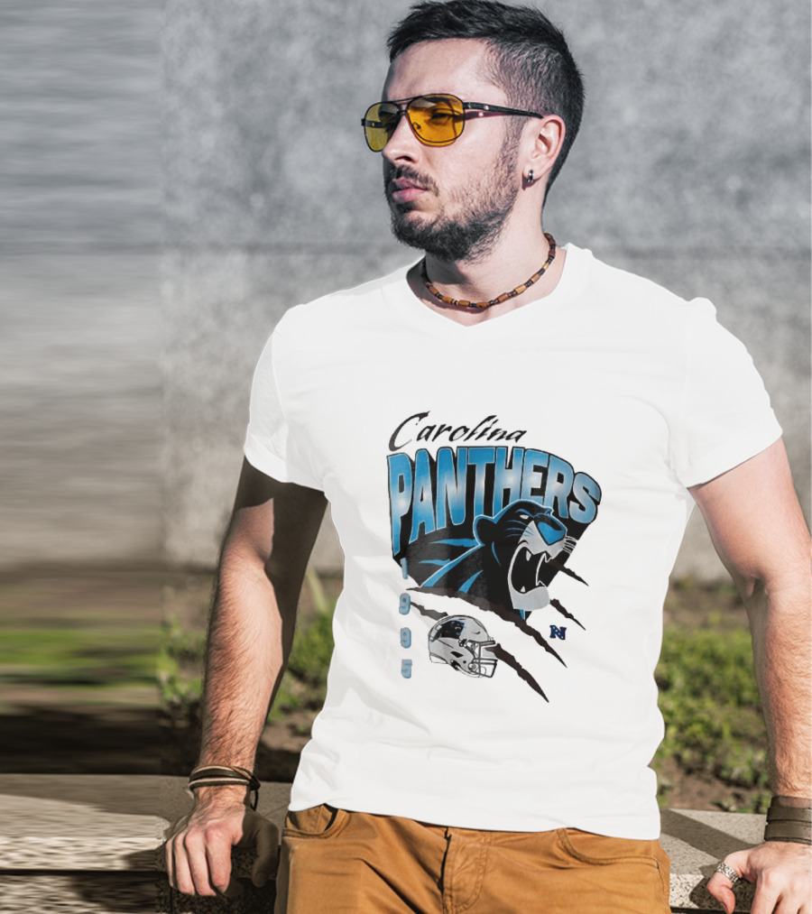 Carolina Panthers 1995 Roaring Head Claw Marks Football Helmet T-Shirt