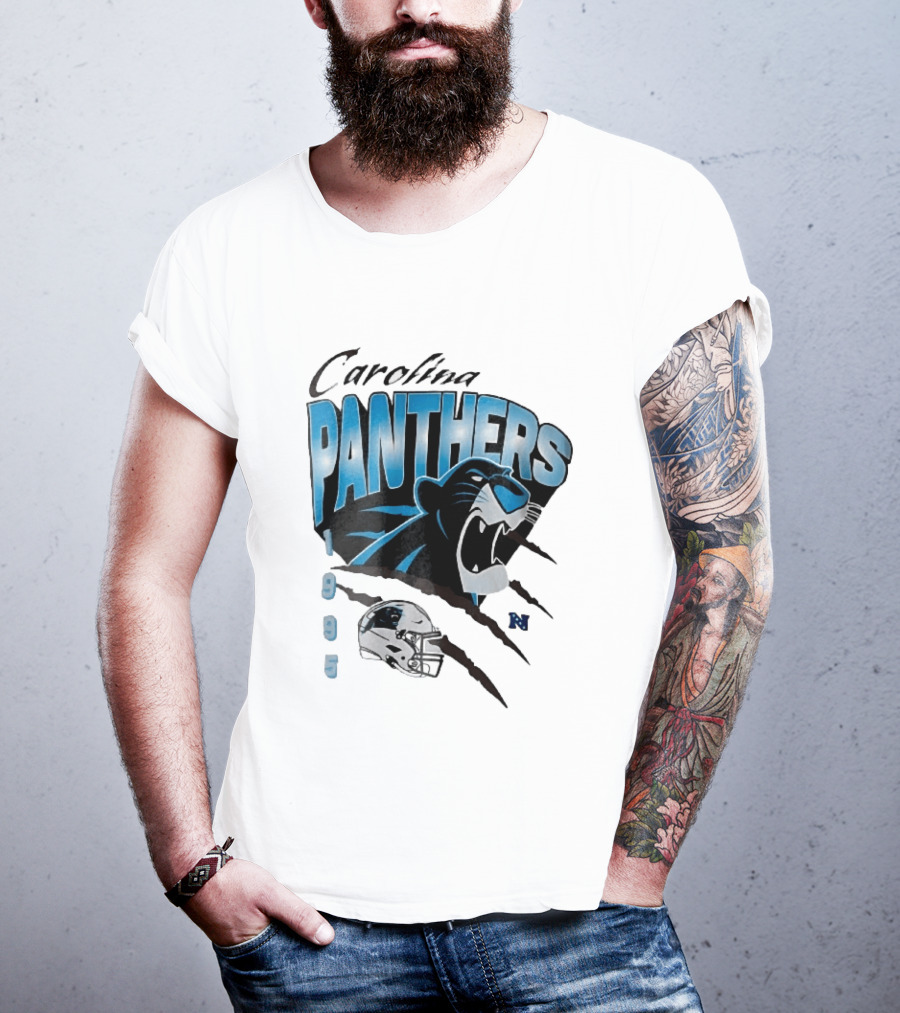 Carolina Panthers 1995 Roaring Head Claw Marks Football Helmet T-Shirt
