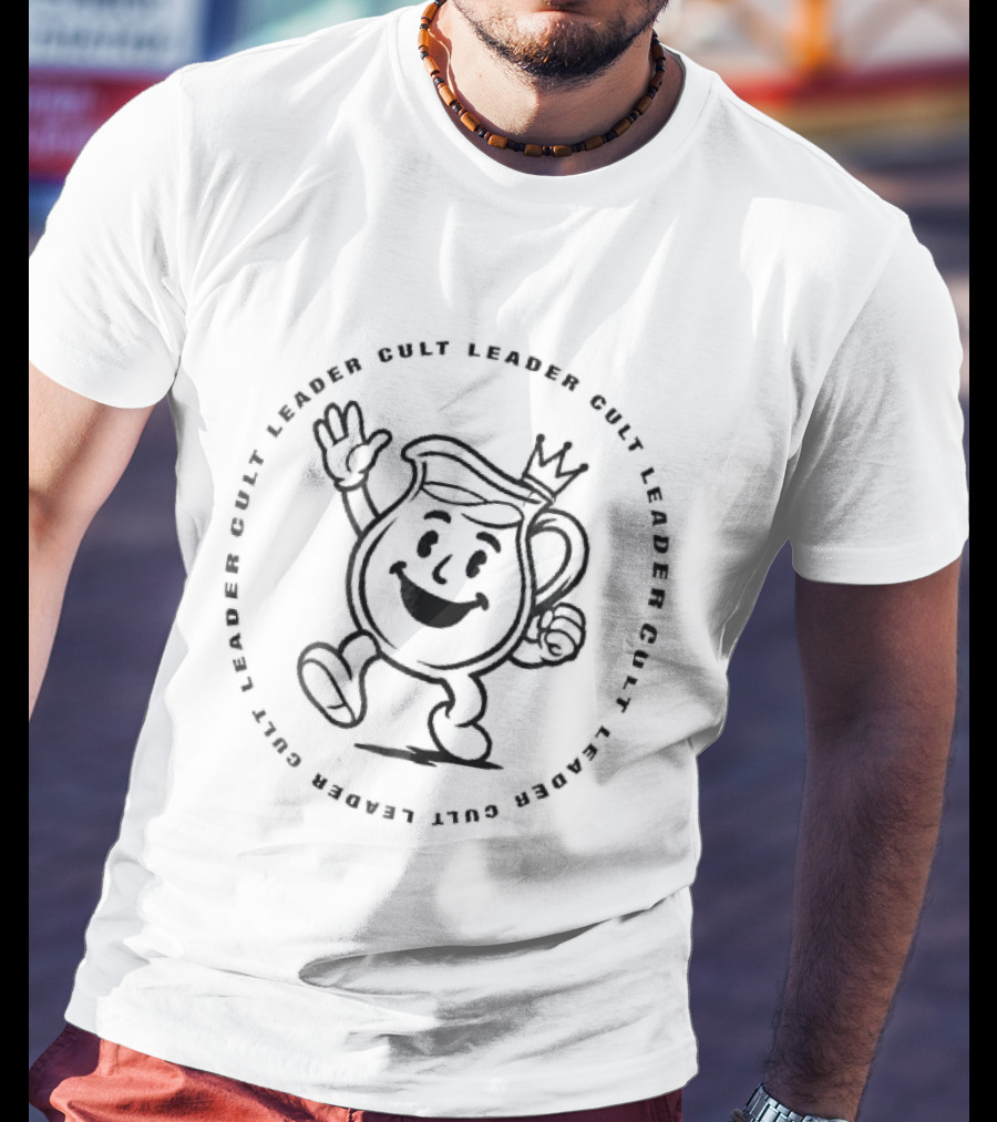 Cult Leader Cartoon Pitcher Waving Crown T-Shirt