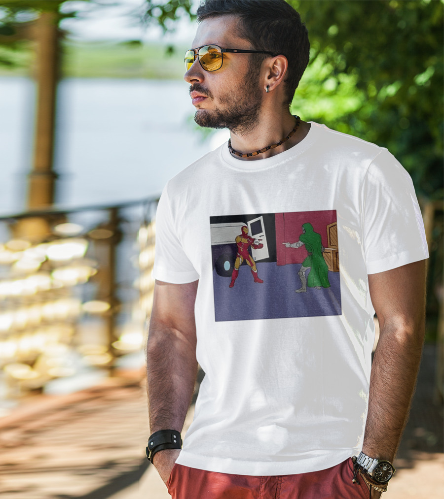 Doctor Doom Vs Ironman Pointing Meme Standoff T-Shirt