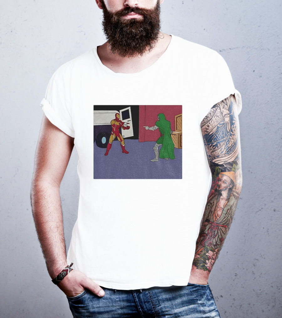 Doctor Doom Vs Ironman Pointing Meme Standoff T-Shirt