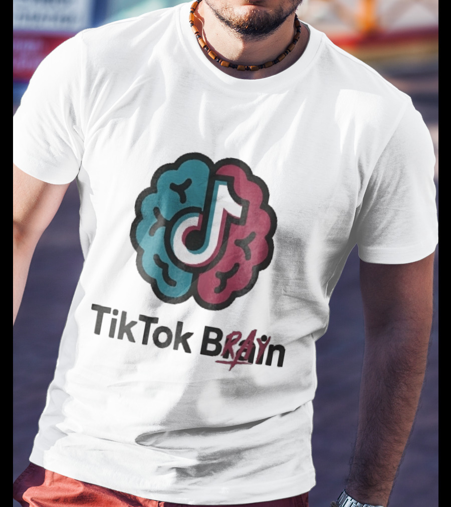 TikTok Brain Rot Teal Pink Hemispheres Music Note T-Shirt