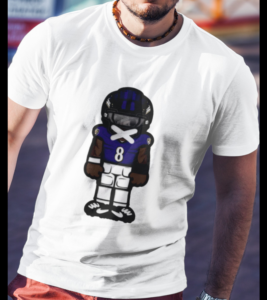 Lamar Jackson Baltimore Ravens Chibi Football 2026 Ravens Jersey Number 8 T-Shirt