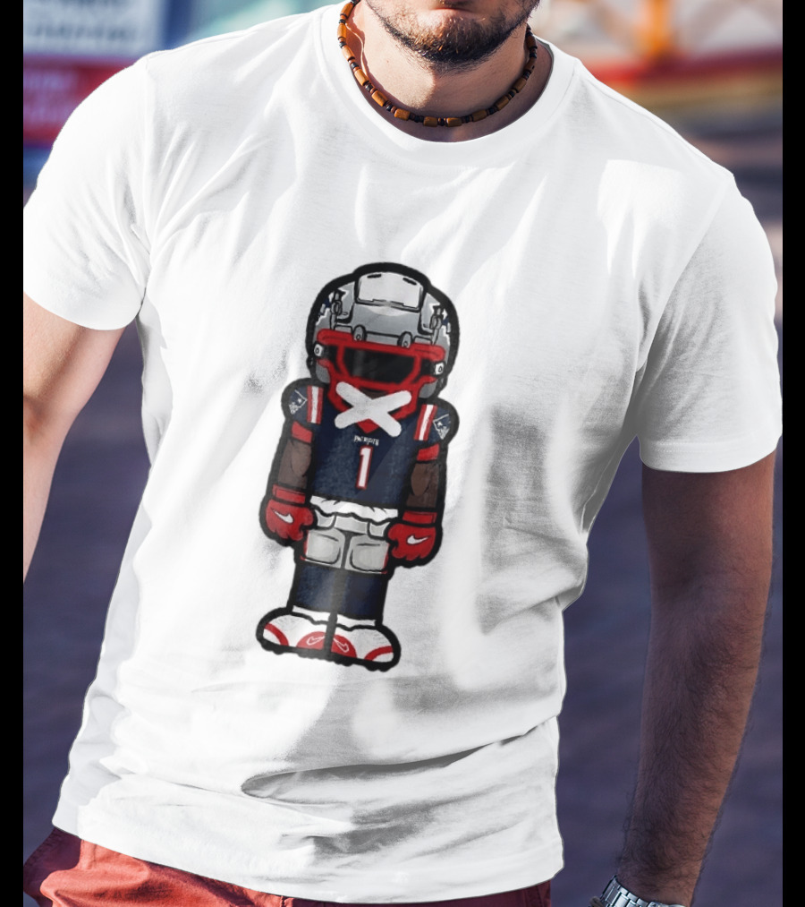 Patriots Chibi Player Jersey Number 1 Cartoon Football T-Shirt