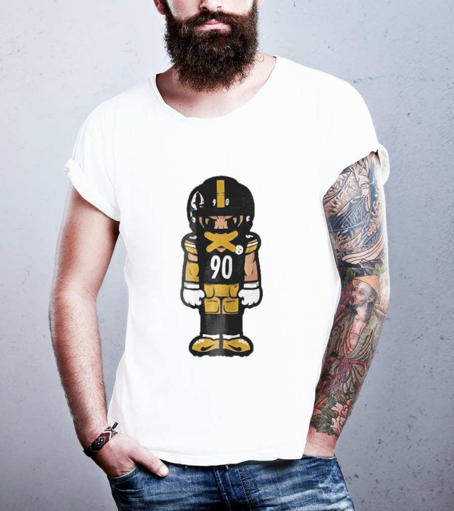 Pittsburgh Steelers 90 Cartoon Football Player Yellow Tape Mouth Iconic Team T-Shirt