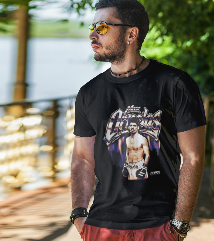 Max Ornelas Boxer Stance Metallic Chrome Lettering Flames Zuffa Boxing Bootleg T-Shirt