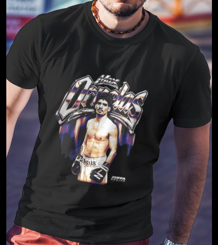 Max Ornelas Boxer Stance Metallic Chrome Lettering Flames Zuffa Boxing Bootleg T-Shirt