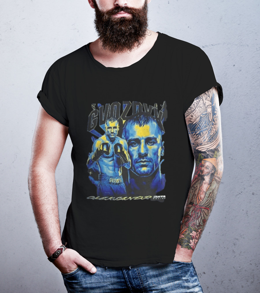Gvozdyk Oleksandr Zuffa Boxing Yellow Blue Boxer Bootleg T-Shirt