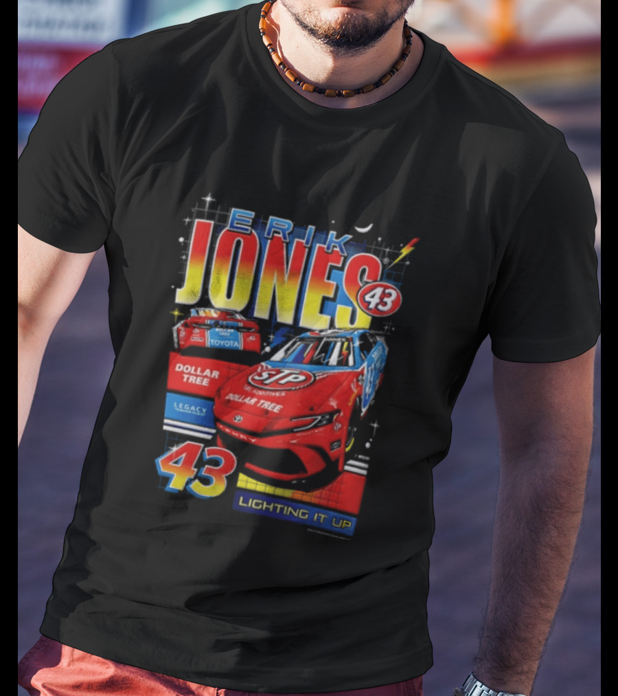 Erik Jones 43 Dollar Tree Toyota Legacy Motor Club Lighting It Up Racing Car T-Shirt