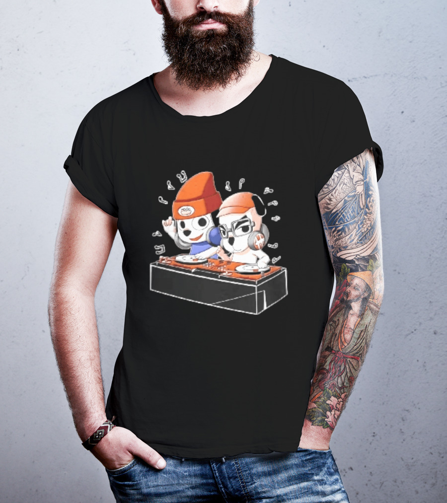 Parappa The Rapper DJ KK Animal Crossing Turntables Music Notes Collaboration T-Shirt