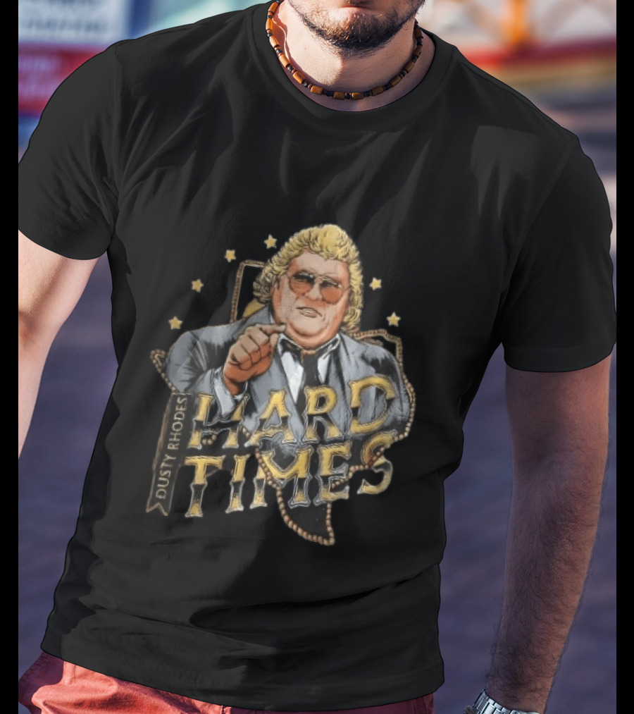 Dusty Rhodes Hard Times Wrestler Pointing Suit Sunglasses Stars T-Shirt