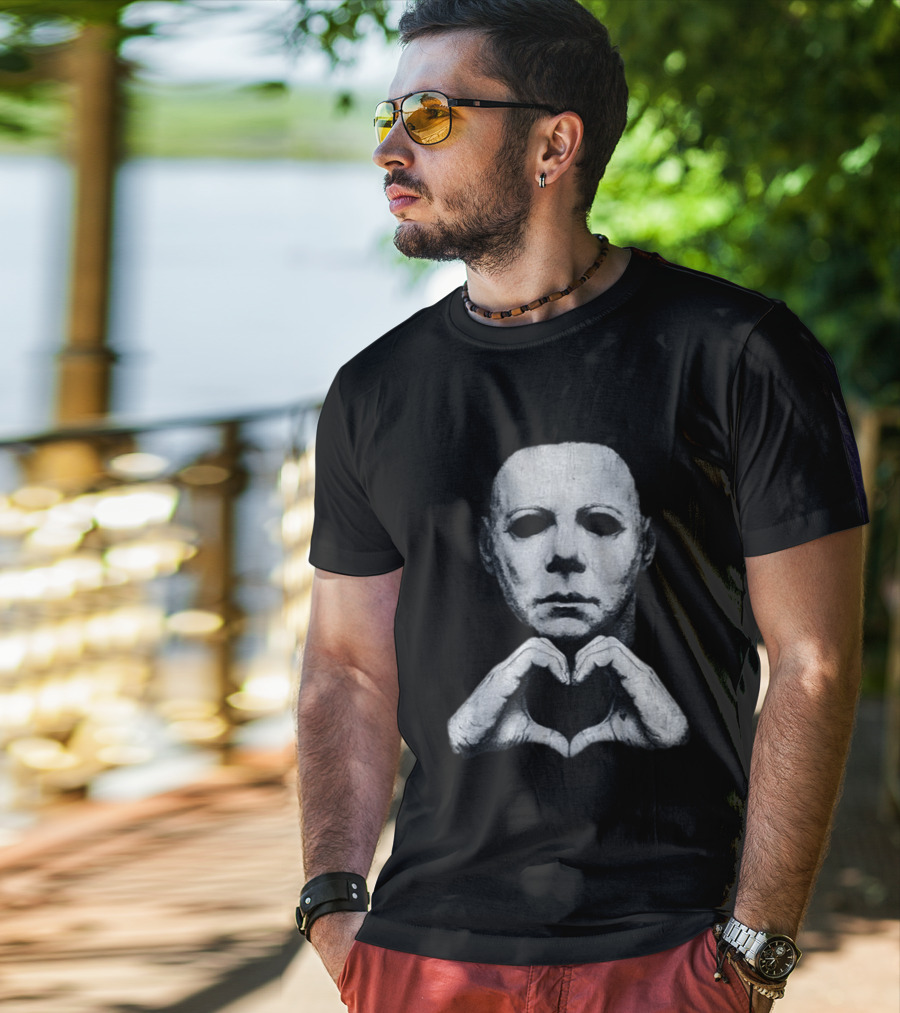 Michael Myers Heart Hands Iconic Horror Character Gesture T-Shirt