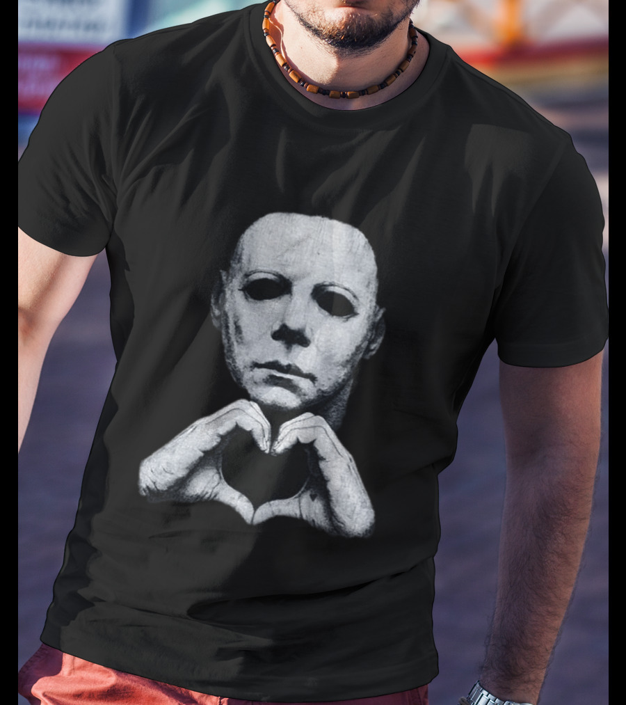 Michael Myers Heart Hands Iconic Horror Character Gesture T-Shirt