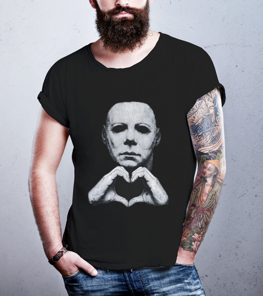 Michael Myers Heart Hands Iconic Horror Character Gesture T-Shirt