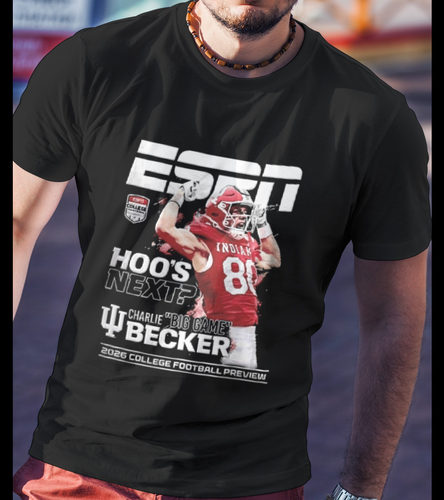 ESPN Indiana Hoosiers Football Hoos Next Charlie Becker 2026 Player Preview T-Shirt