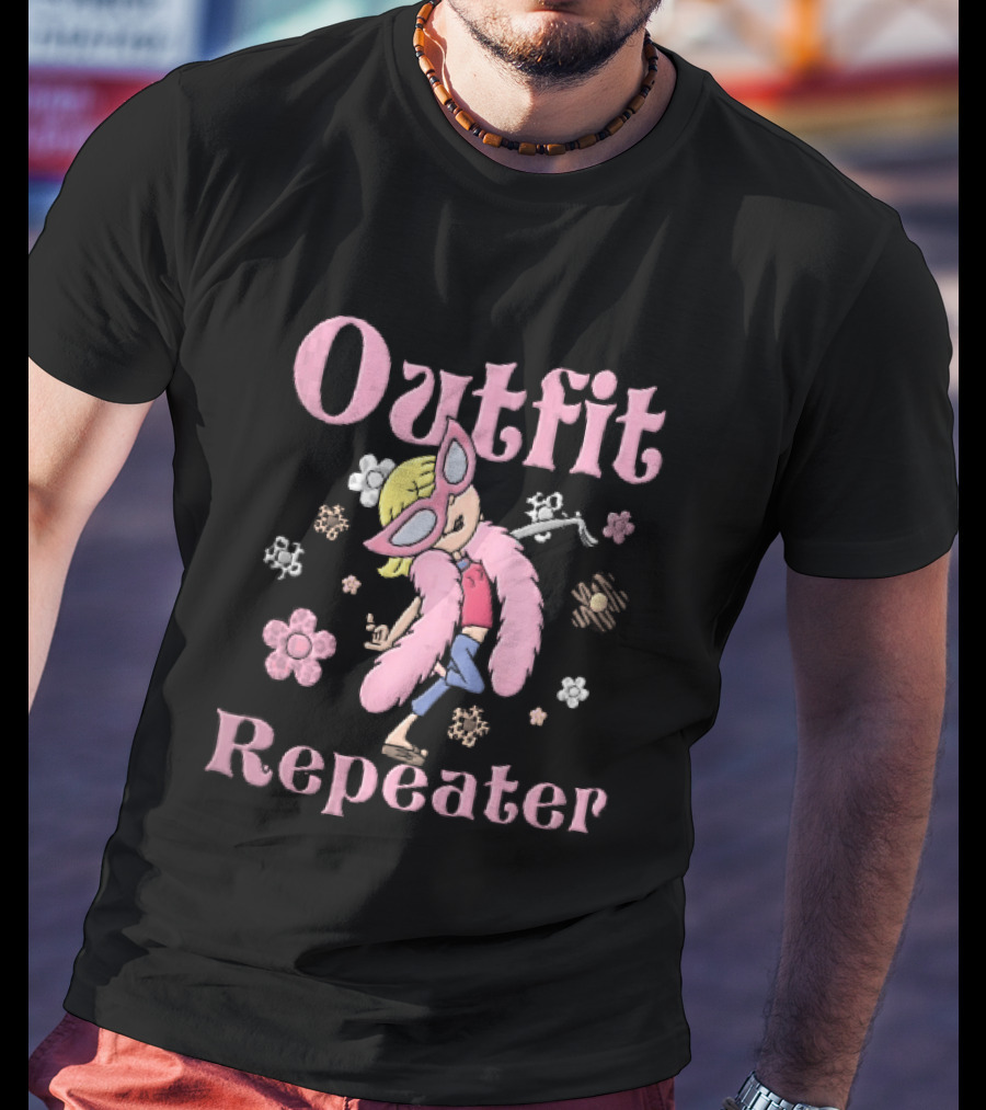 Outfit Repeater Cartoon Girl Pink Sunglasses Floral T-Shirt
