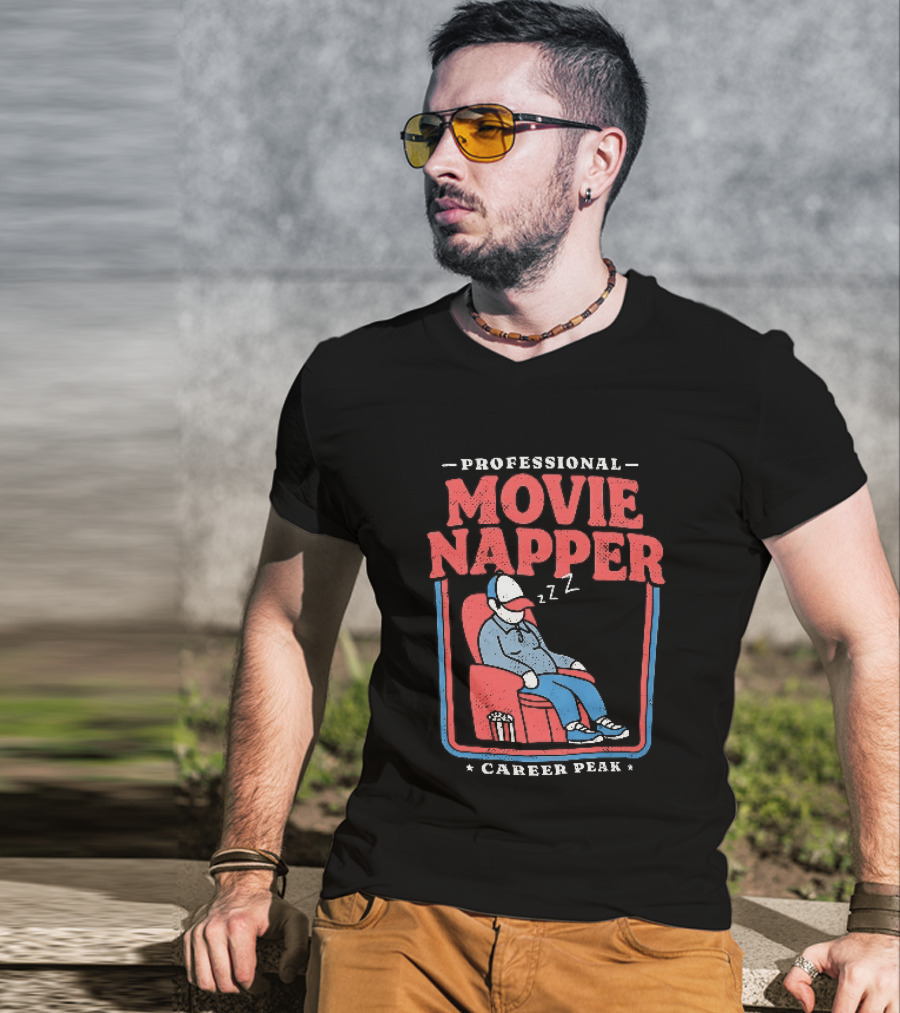 Professional Movie Napper Career Peak Experienced At Falling Asleep During Movies Zzz T-Shirt