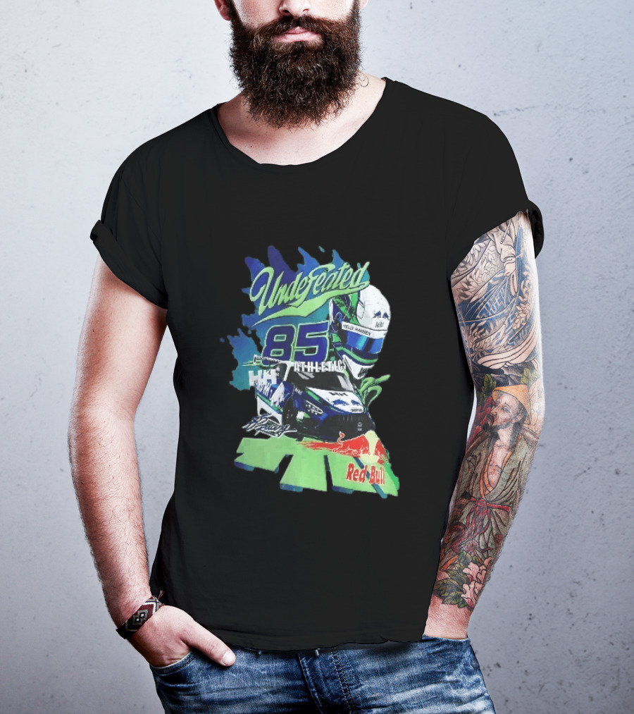 Undefeated 85 Athletics Red Bull Helly Hansen Race Car Helmet Splashes T-Shirt